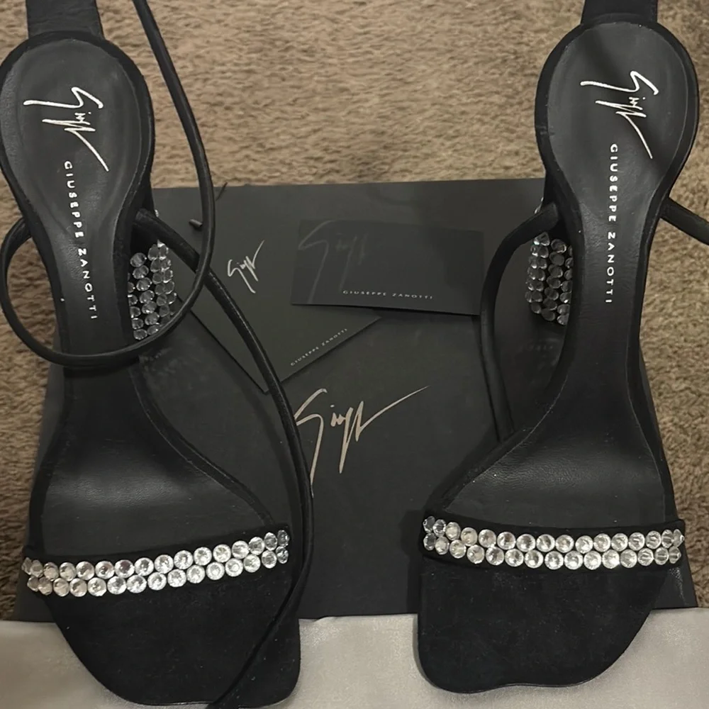 Giuseppe Zanotti Black and Silver Crystal Heels - Picture 2 of 3